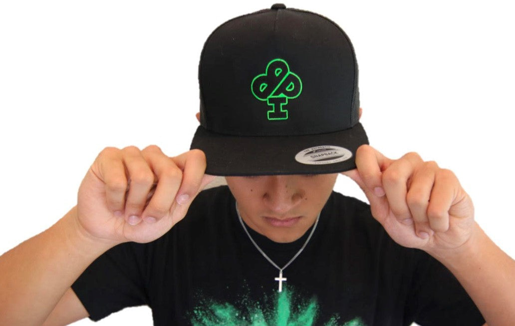 Electric Green Classic IBP logo in on Black SnapBack hat