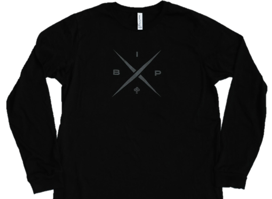 Ireland Boys Productions introduces STEALTH merch ft X 2.0 logo in Asphalt Grey printed on Bela Canvas long sleeve premium T-shirt