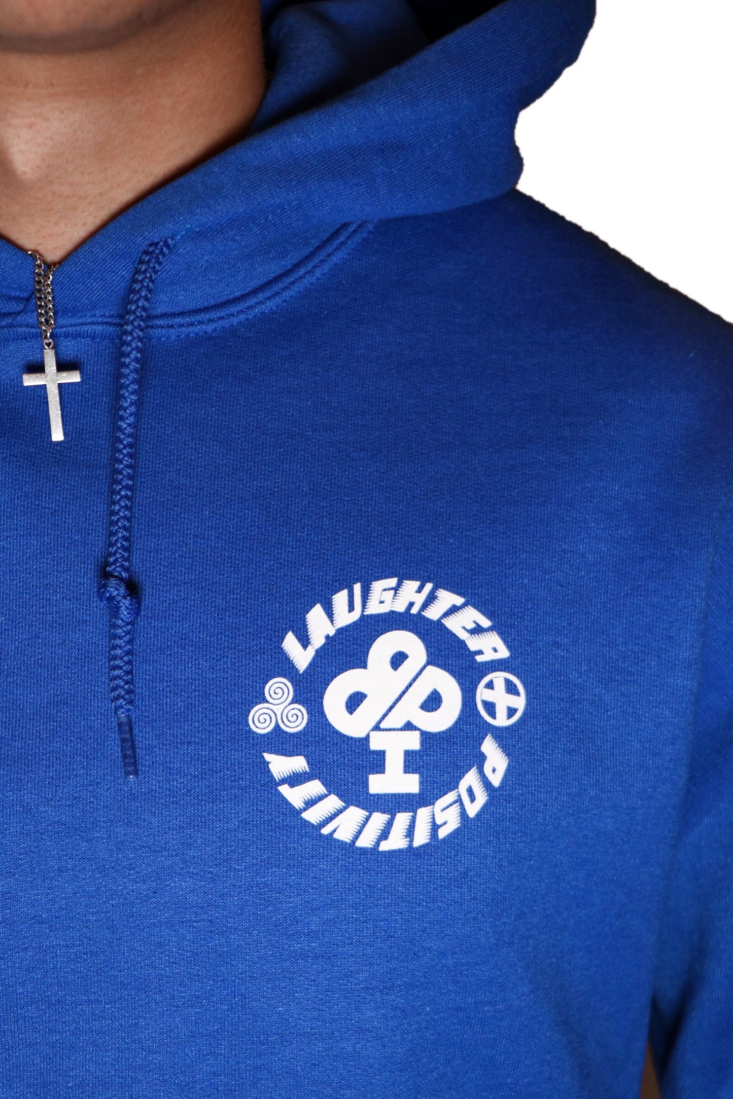 Laughter and Positivity Cotton Hoodie in Blue, Green or White