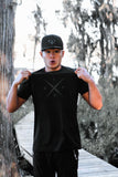 Introducing Nick Ireland wearing the Ireland Boys Productions  STEALTH merch ft X 2.0 logo in Asphalt Grey printed on NEXT LEVEL premium T-shirt