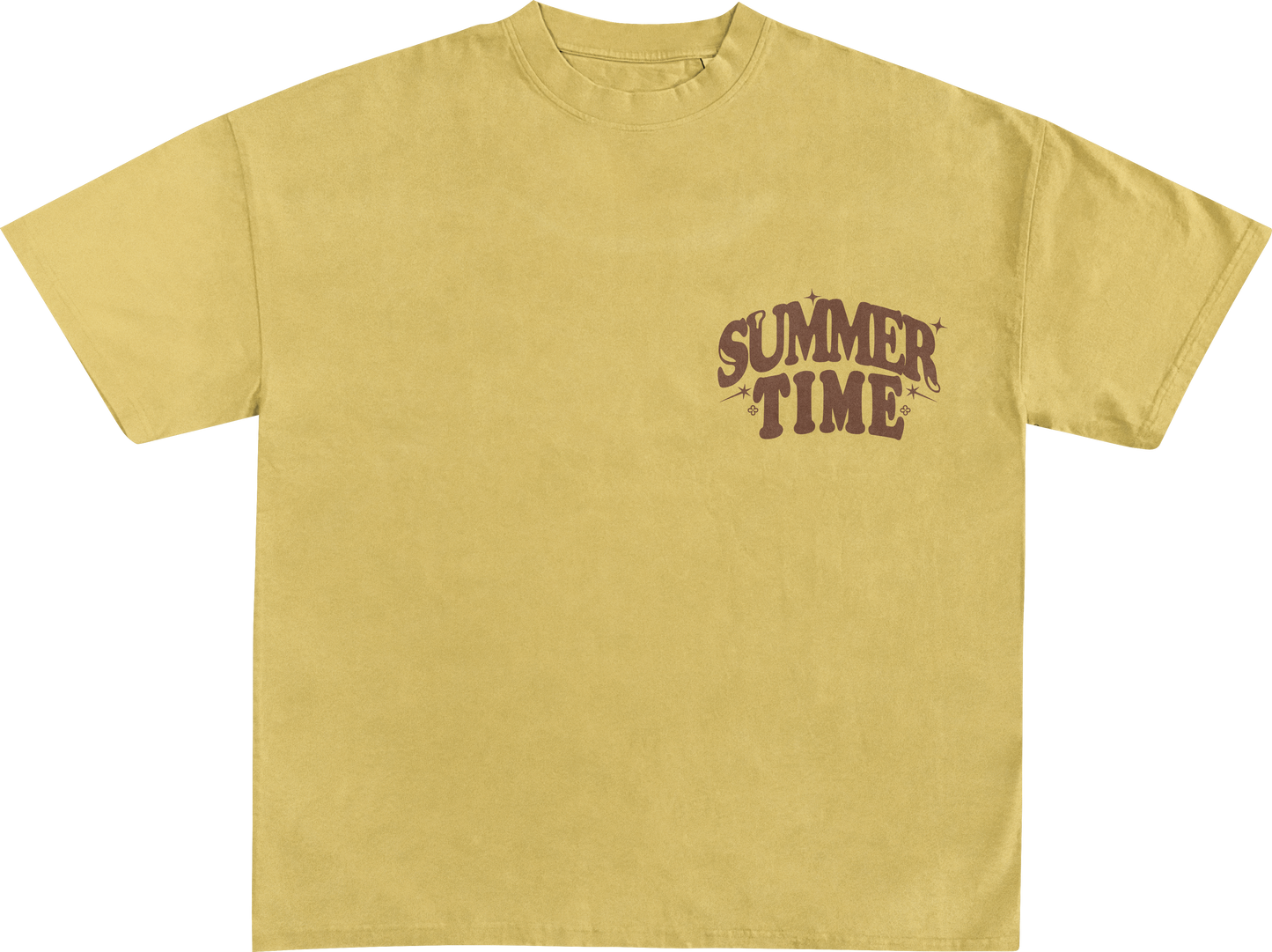 SUMMERTIME tee shirt inspired by the Ireland Boys  viral music video by the same name; SUMMERTIME. Features the SUMMERTIME logo on a Butter Yellow high quality T-shirt