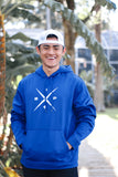 X Logo 2.0  om a royal blue  Premium dry fit hoodie by Ireland Boys productions viral youtube channel featuring Ricky Ireland