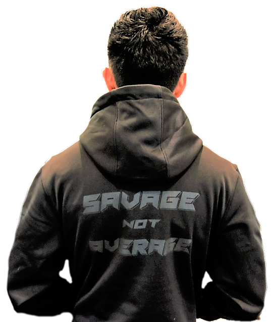 BLACKOUT - SAVAGE NOT AVERAGE Premium Dry Fit hoodie youth and adult