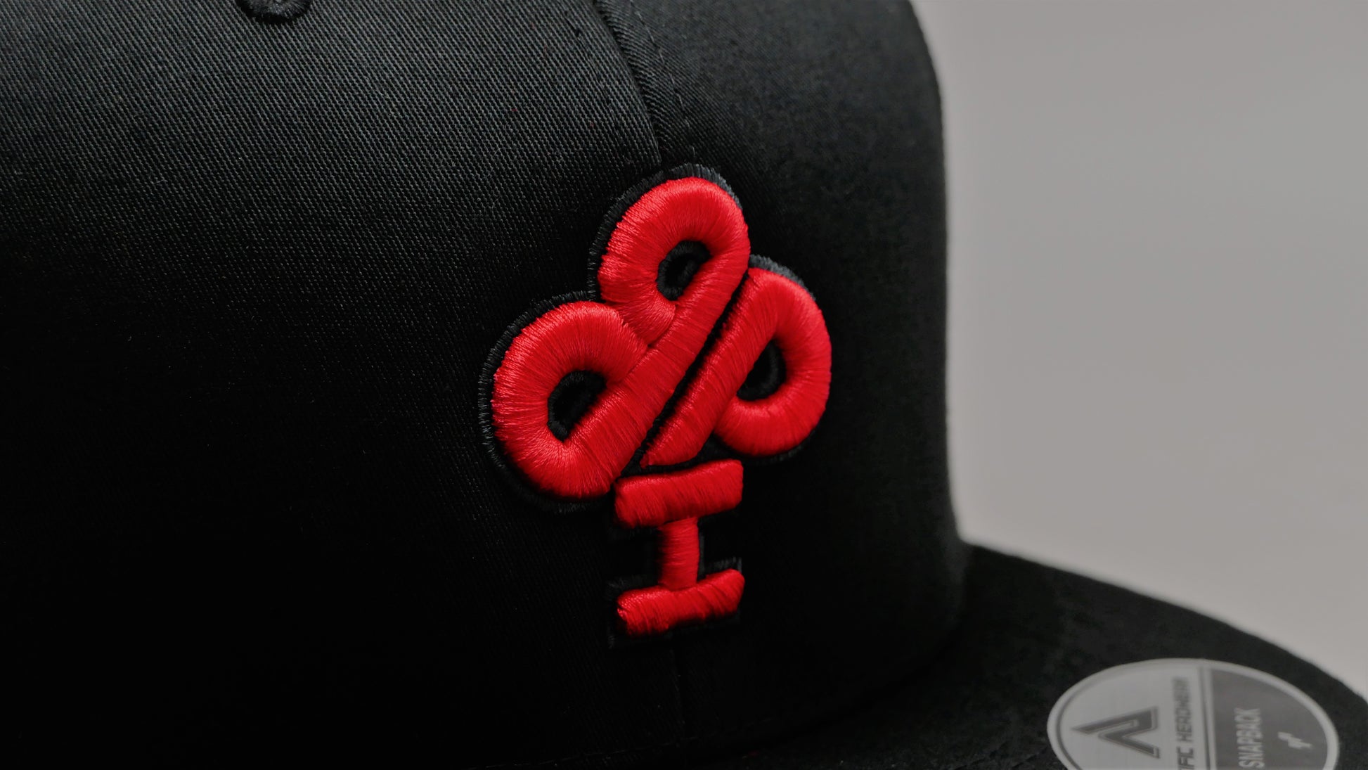 Black mesh Trucker cap / hat 3D 3-D embroidered ft the  Classic IBP logo in PUFF Embroidered in FIRE Red, FIRE & ICE!